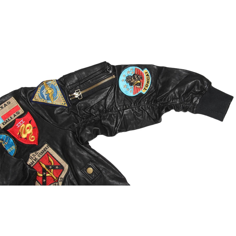 100% Vegetable Tanned Goat Skin Leather Jacket Men Leather Jacket Black Green Aviator Bomber Leather Jacket Pilot Coat M095