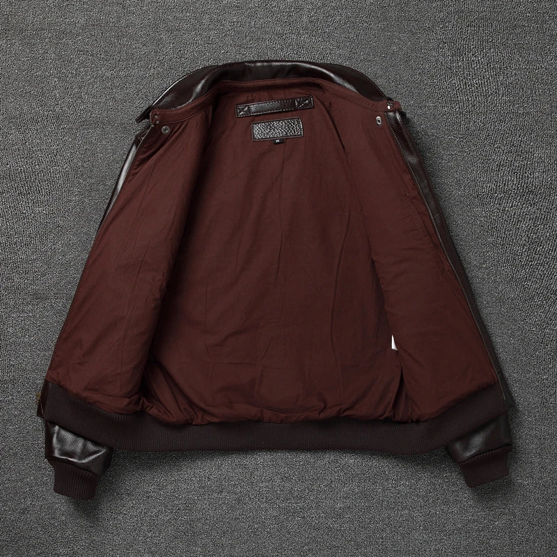 Flight Jackets Air Force A2 Oil Waxed Cowhide Embroidery Genuine Leather Jacket Men Aviator Bomber Mens Cow Leather Coat Autumn