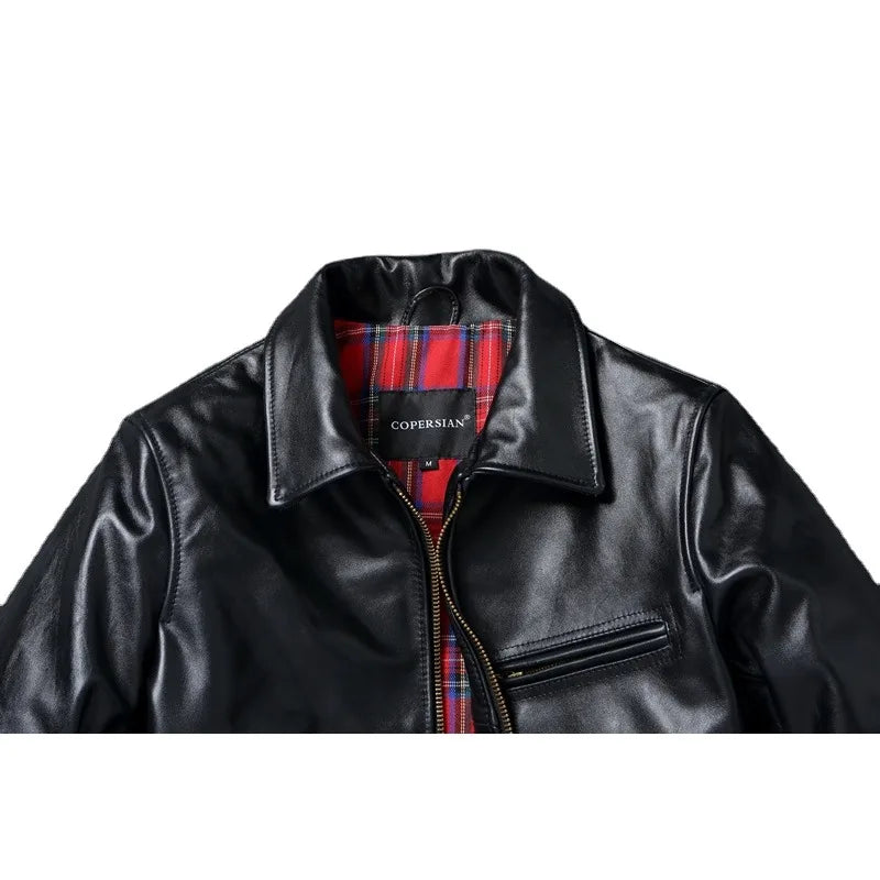 Men Genuine Leather Jacket Real Cow Skin Leather Coat For Men Slim Fit Chamarras De Cuero Para Hombre мужские зимние куртки