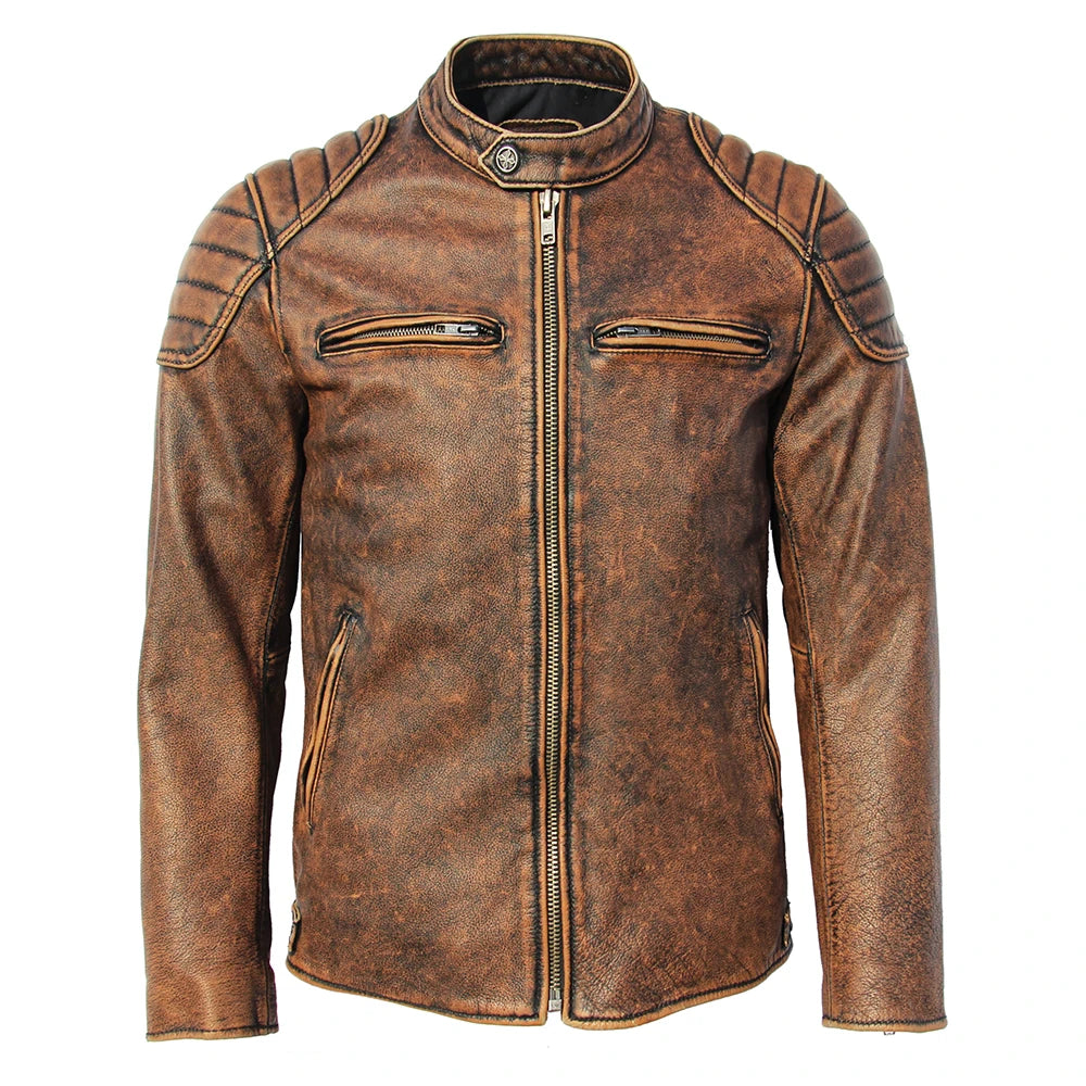 Genuine Leather Jacket Men 100% Natural Cowhide Genuine Leather Jackets Slim Fit Motorcycle Jacket Man Biker Coat Autumn M357