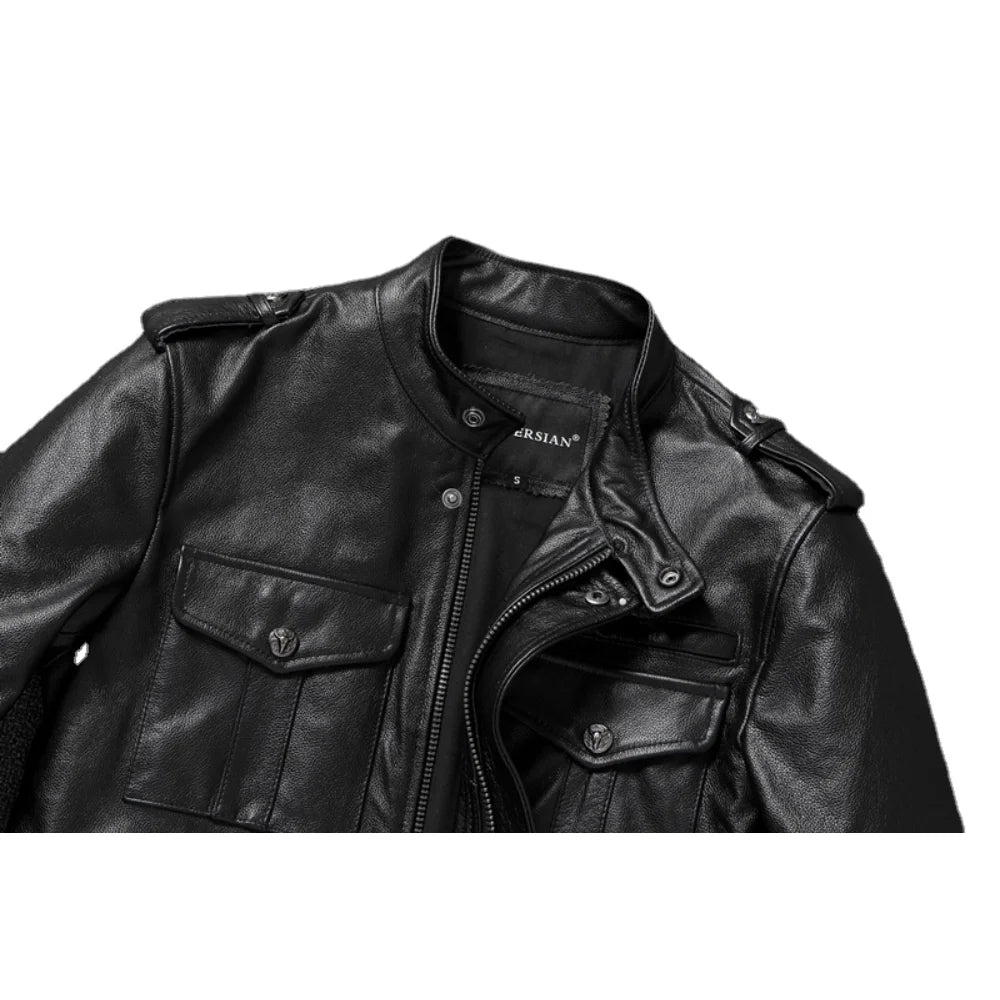 Black Genuine Leather Jacket Men Real Cow Leather Jackets Mens Coats Autumn Spring Chaqueta De Cuero Para Hombre Casacos 가죽점퍼