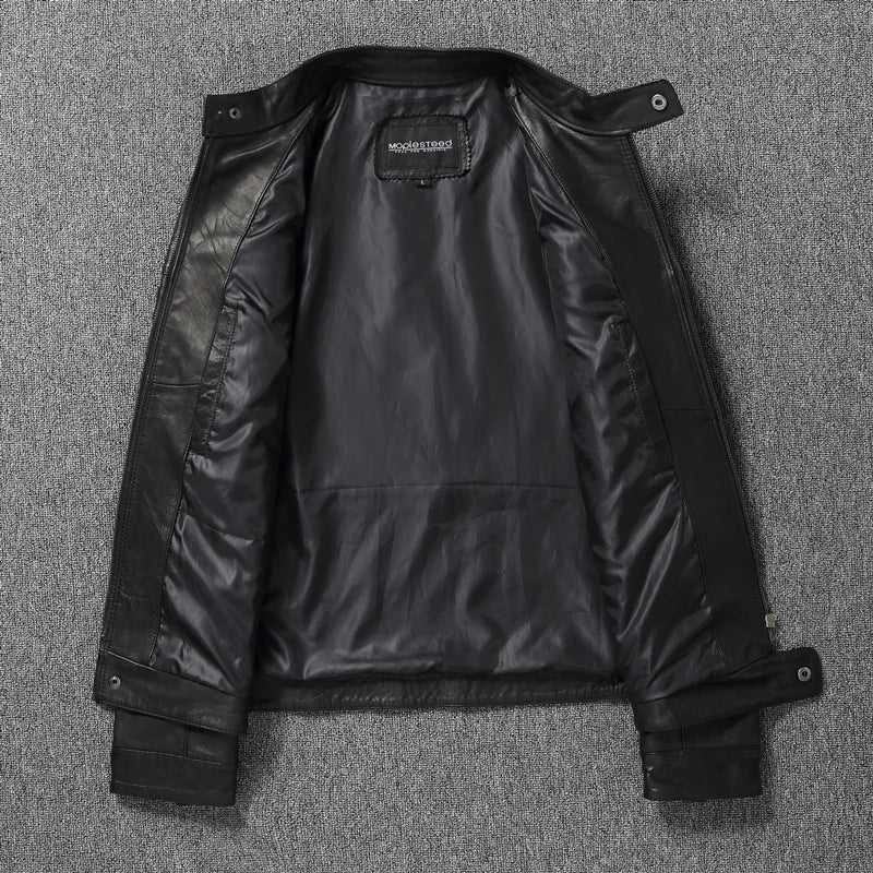 Soft Tanned Sheepskin Leather Jackets Men Leather Jacket Slim Fit Mens Coat Spring Autumn Chamarras De Cuero Para Hombre