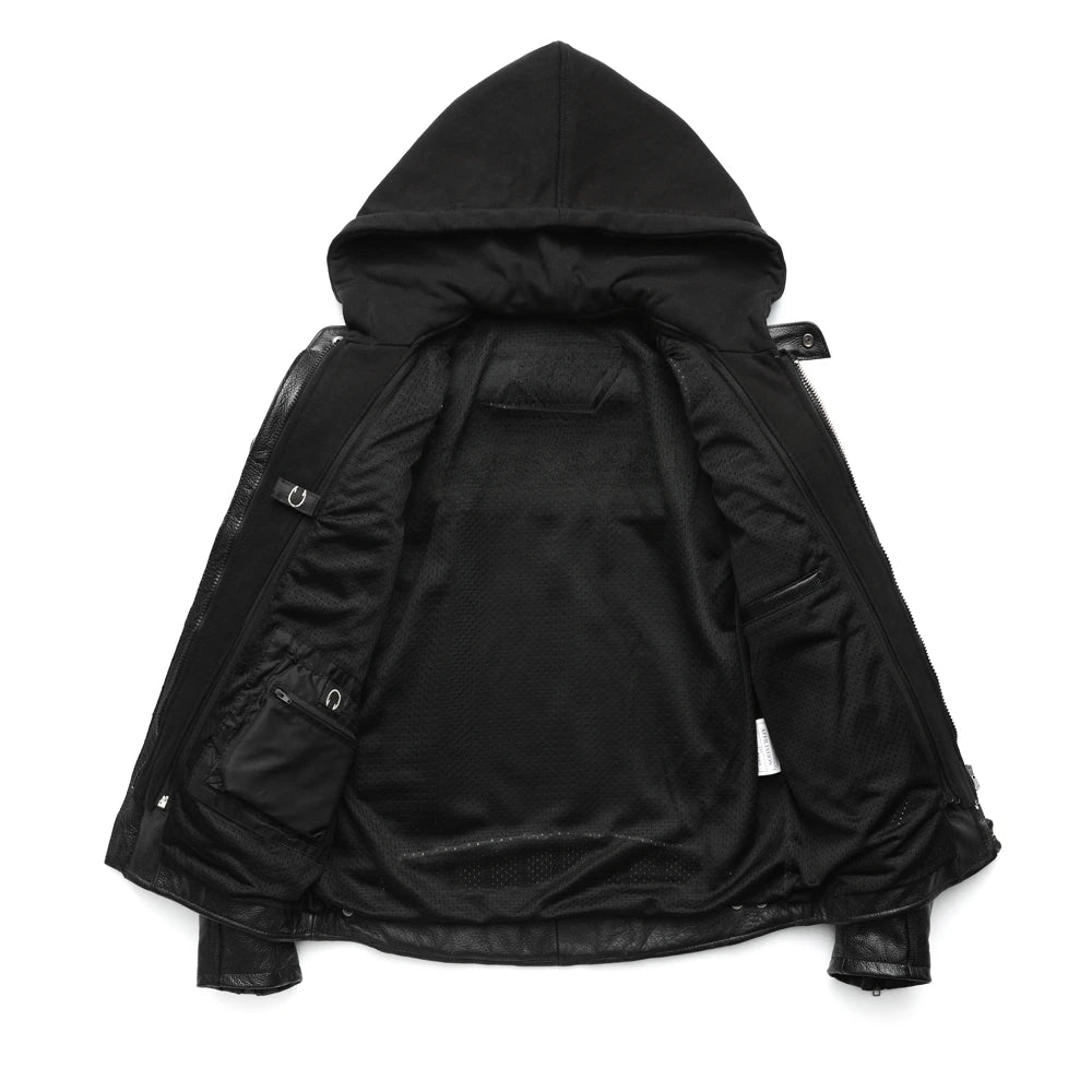 Thick Motorcycle Jacket With Hood Men Leather Jacket100% Cowhide Genuine Leather Coat Winter Biker Jacket Moto Clothing M223