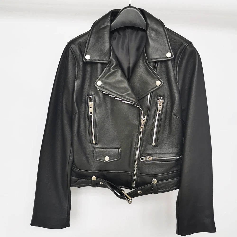 MAPLESTEED Natural Sheepskin Genuine Leather Jacket Women Brand Slim Female Jacket Real Lambskin Outerwear Ladies Clothing M125