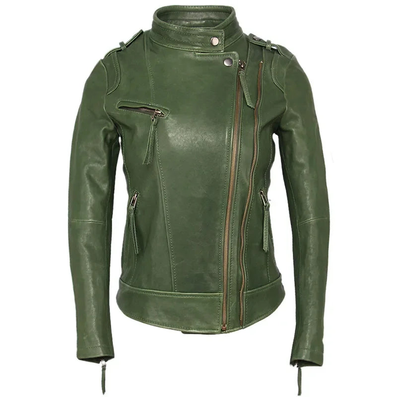 Women Leather Jacket 100% TANNED Sheepskin 3 Colors Slim Fit Woman Genuine Leather Jackets Female Skin Coat Autumn Spring M262