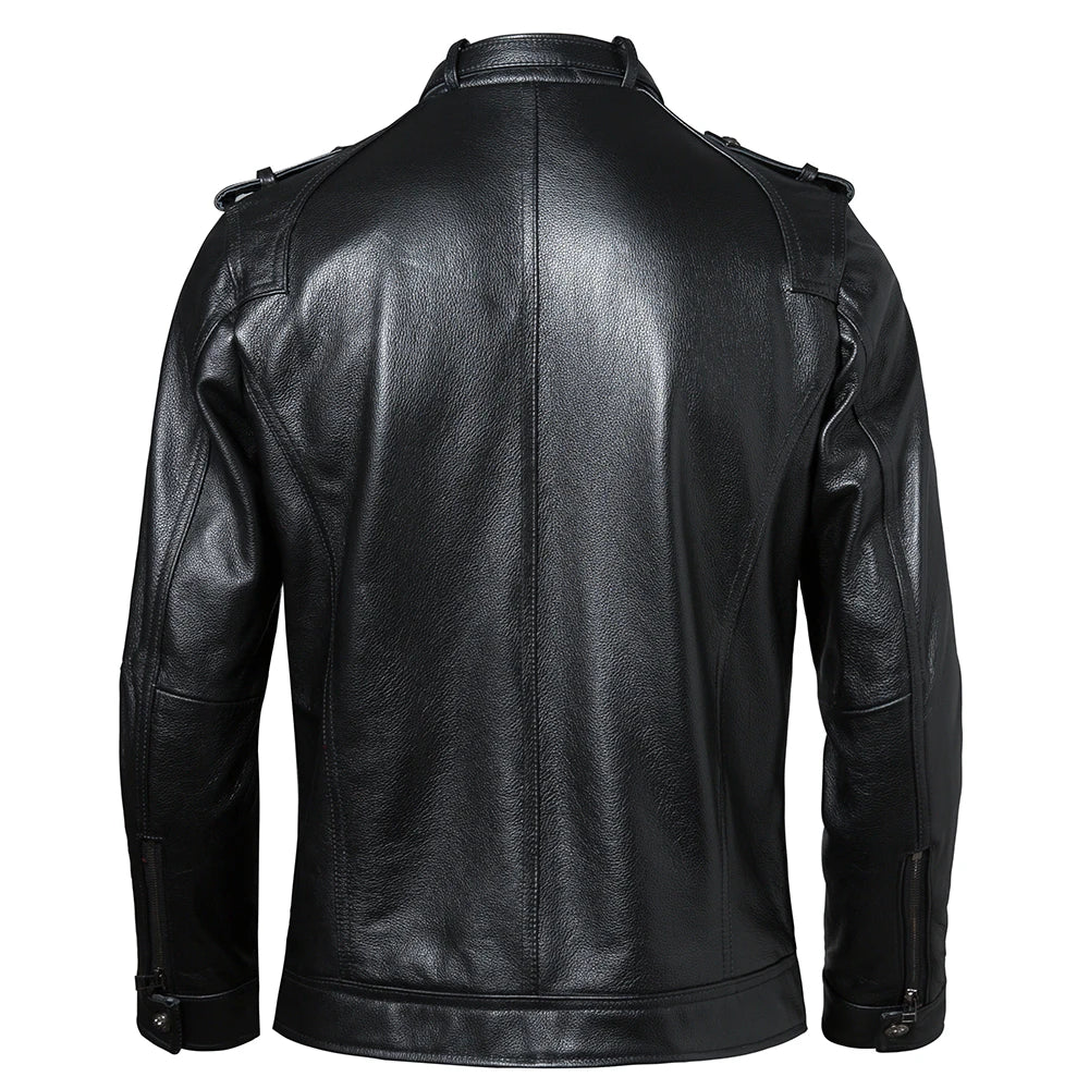 Men's Genuine Leather Jacket 100% Natural Cowhide Men Real Leather Coat Male Skin Clothing Autumn Asian Size M-5XL M605