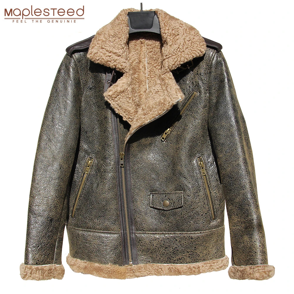 Warm For -20 ℃ Natural Shearling Fur Coat Winter 100% Real Sheepskin Jacket Soft Men Leather Clothing Male Overcoat M273