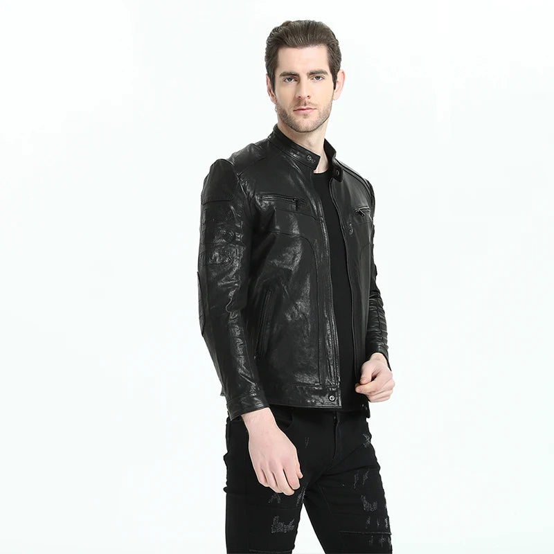 Men Leather Jacket Slim Fit 100% Tanned Sheepskin Genuine Leather Jackets Soft Thin Boy Leather Jacket Spring Autumn M302