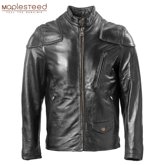 Men Genuine Leather Jacket Natural Cowhide Slim Fit Motorcycle Jacket Man Biker Coat Autumn Asian Size Free Shipping M271