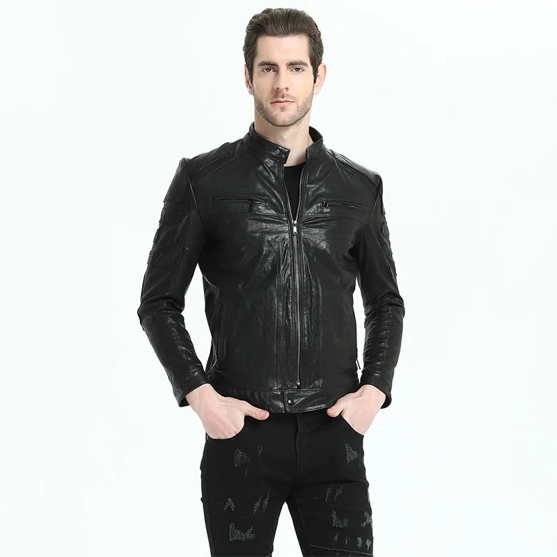 Men Leather Jacket Slim Fit 100% Tanned Sheepskin Genuine Leather Jackets Soft Thin Boy Leather Jacket Spring Autumn M302