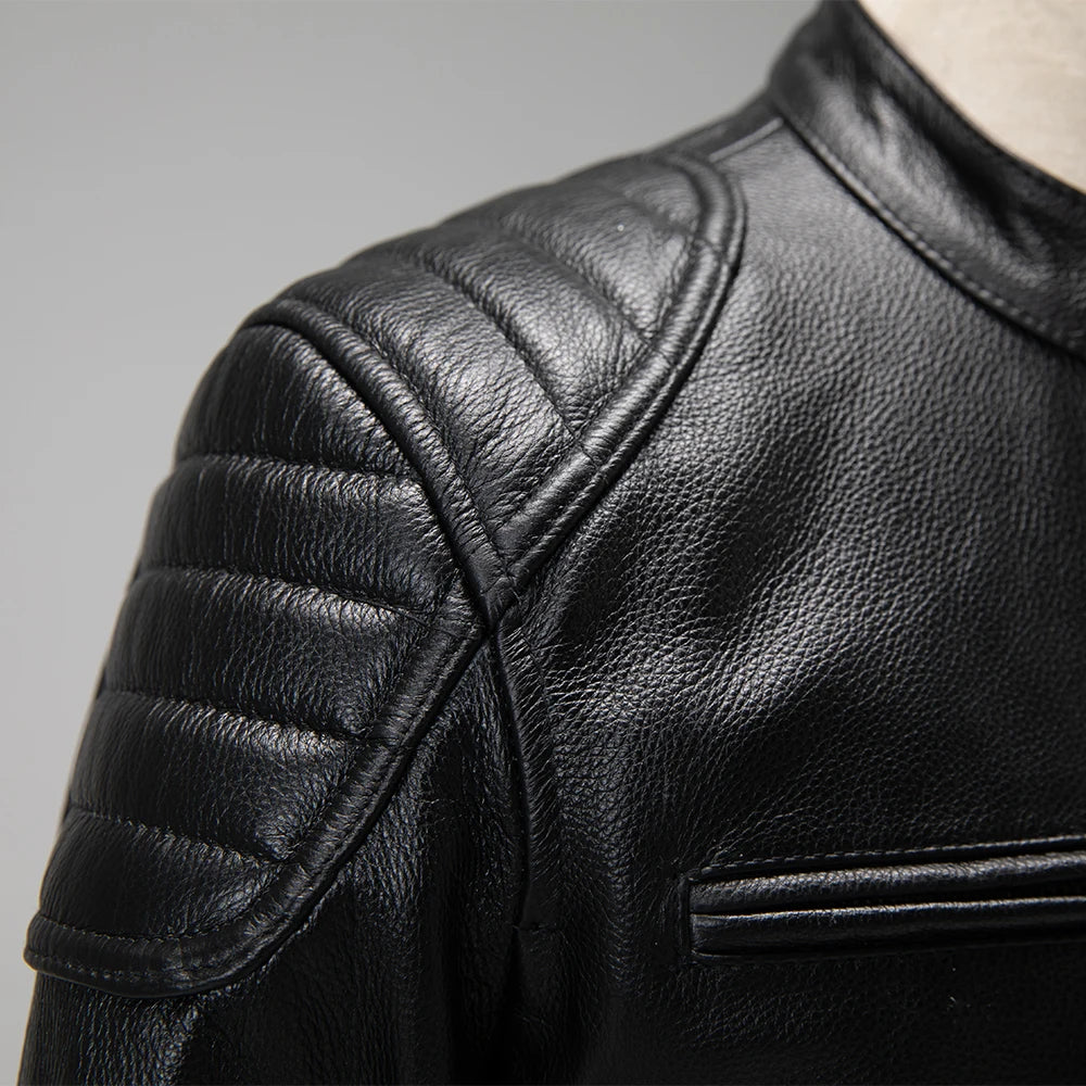 Genuine Leather Jacket Men  100% Natural Cowhide Genuine Leather Jackets Slim Fit Motorcycle Jacket Man Biker Coat Autumn M357