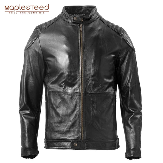 Men Leather Jacket Real Cowhide Slim Fit Biker Jacket Male Skin Coat Autumn Clothing Asian Size Free Shipping M272