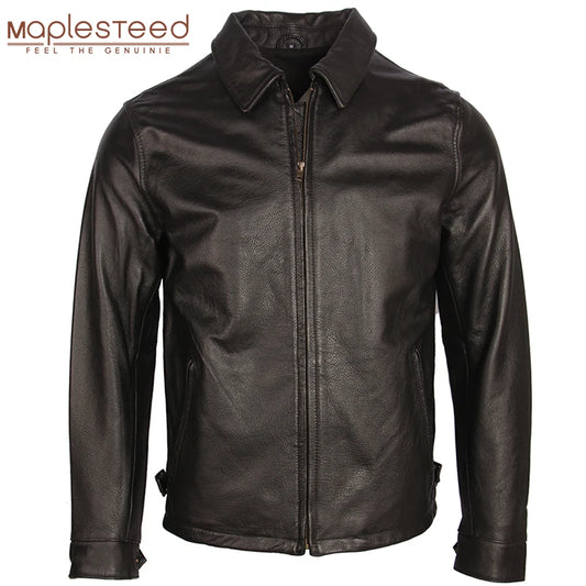 Distressed Leather Jacket Men Leather Coat Vintage Stone Milled 100% Natural Calfskin Bomber Leather Jackets Spring Autumn M252