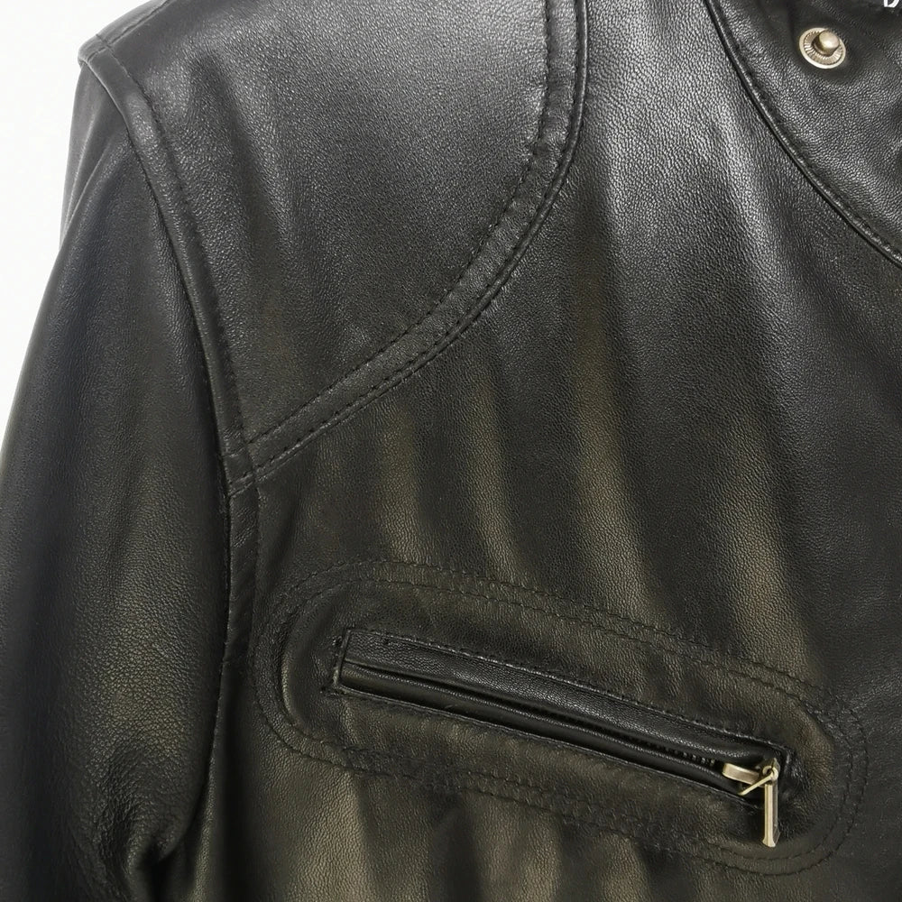 CLEARANCE SALE! Men Leather Jacket 100% Sheepskin Thin Soft Black Bomber Men's Coat Spring Autumn M033