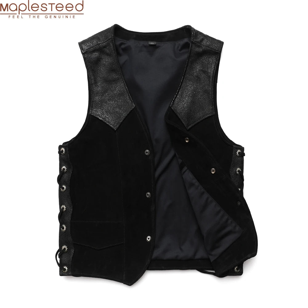 Fashion Men Genuine Leather Vest 100% Matte Cowhide Leather Waistcoat Man Sleeveless Jacket Autumn Asian Size M-4XL M470