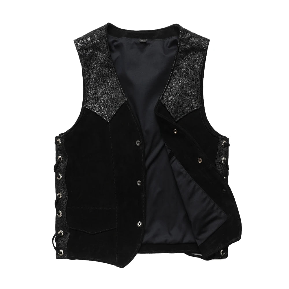 Fashion Men Genuine Leather Vest 100% Matte Cowhide Leather Waistcoat Man Sleeveless Jacket Autumn Asian Size M-4XL M470