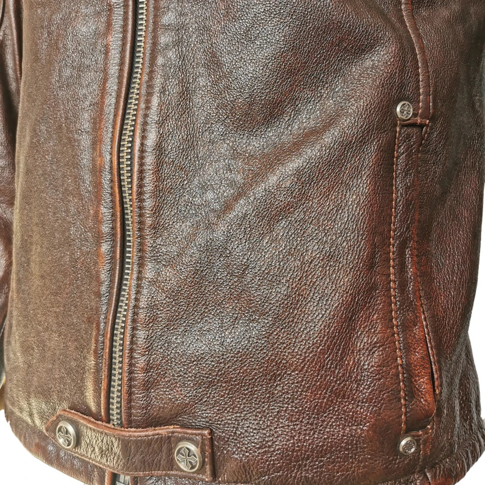 Vintage Red Brown Men Leather Jacket 100% Genuine Cowhide Biker Jackets Soft Slim Fit Men Motorcycle Coat Spring Autumn M597