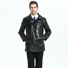 Long Men Leather Coat Quilted Thick 100% Natural Cow Skin Genuine Leather Jacket Man Winter Coat Long Warm M200