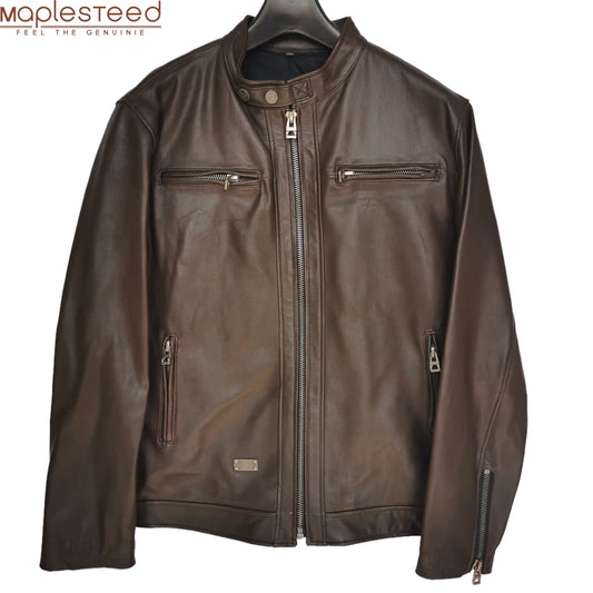 Men Leather Jacket 100% Natural Sheepskin Coat Real Soft Leather Jacket Man Autumn Spring M481