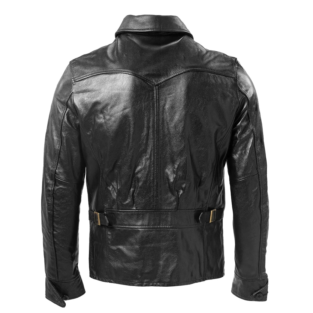 Men's Leather Jacket 100% Natural Cowhide Brown Black Men Leather Coat Autumn Male Skin Clothing Asian Size M267