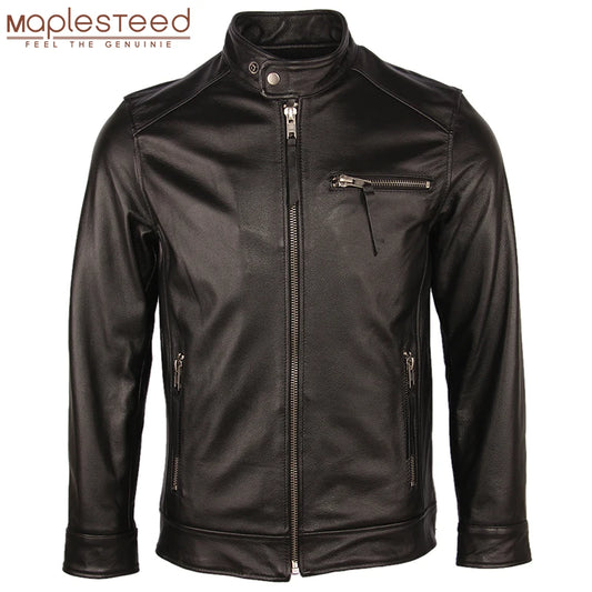Autumn Leather Jacket Men Leather Coat Vintage Distressed 100% Cow Skin Real Leather Jackets Male Winter Coat Clothing M089