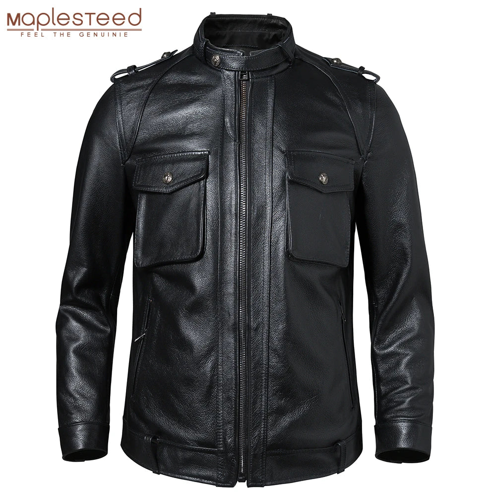 Men's Genuine Leather Jacket 100% Natural Cowhide Men Real Leather Coat Male Skin Clothing Autumn Asian Size M-5XL M605