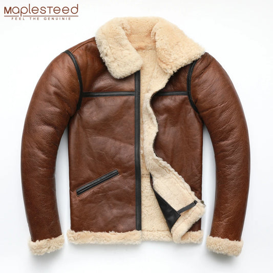 Brown Shearling Coat Men Thick 100% Natural Fur Coat Winter Men Leather Coat Warm Winter Asian Size M-4XL Clothing M263