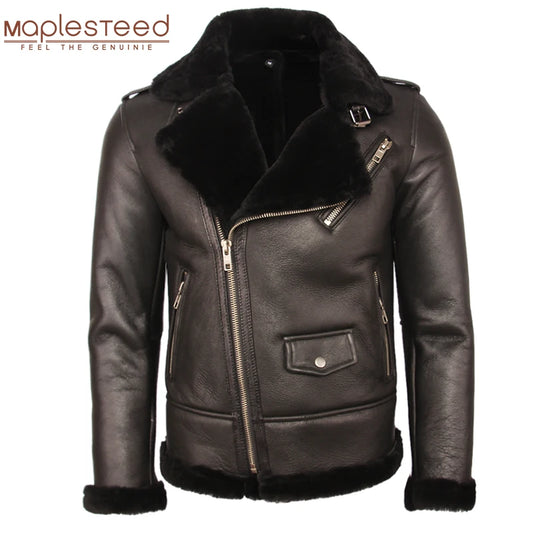 Super Warm For -30 ~-35℃ Thick Shearling Fur Coat Winter 100% Natural Shearling Coat Men Leather Clothing Winter For 100kgs M362