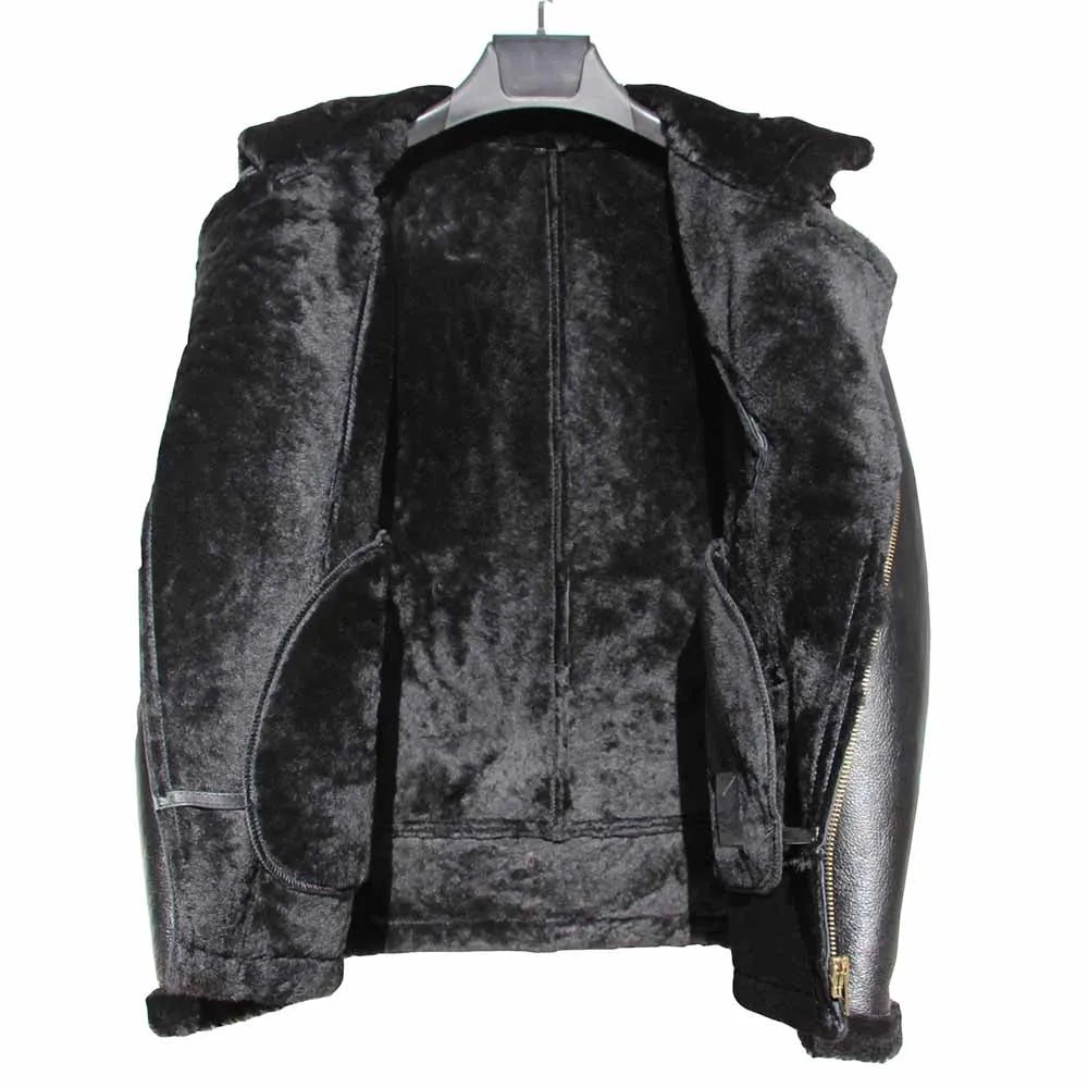 Winter Warm For -20 ℃ Natural Shearling Fur Coat 100% Real Sheepskin Jacket Soft Men Leather Clothing Asian Size M273
