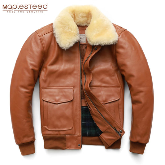 Thickening Quilted 100% Cowhide Leather Jacket Men Air Force Flight Jacket Man Winter Coat Collar Removable M176