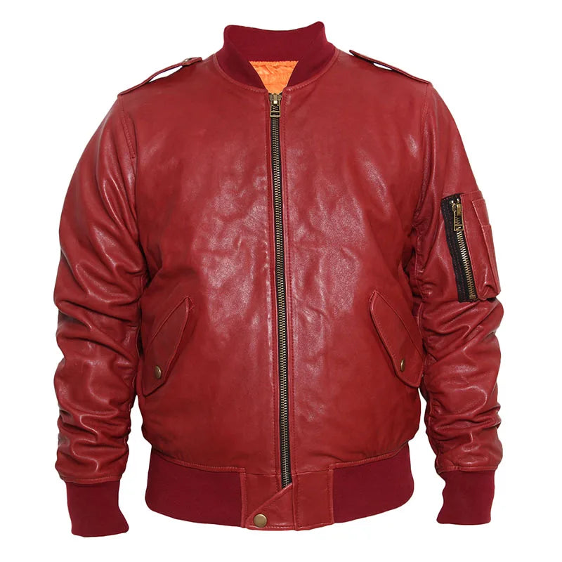 MAPLESTEED M86 Flight Jacket Mens Genuine Leather Jacket Men Leather Coat Bomber Jacket Black Wine Red Army Green Plus Size 097