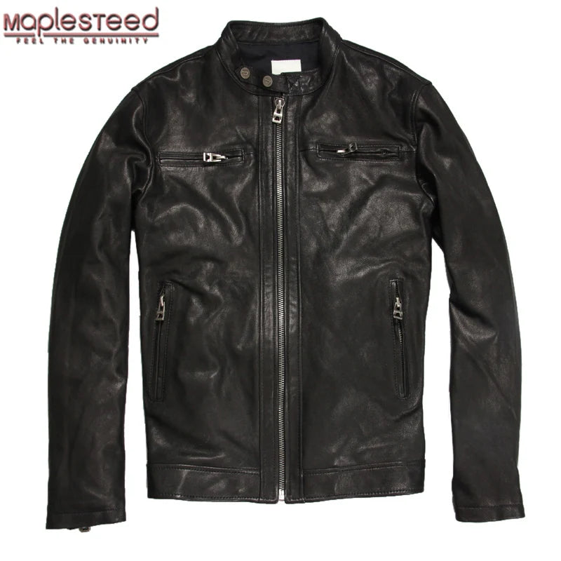 CLERANCE SALE ! Men's Leather Jacket Men Soft Matte Goat Skin Coat Black Male Genuine Leather Jackets Autumn Plus Size 6XL M031