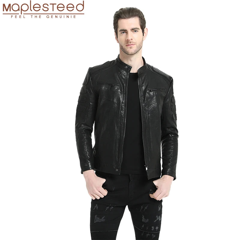 Men Leather Jacket Slim Fit 100% Tanned Sheepskin Genuine Leather Jackets Soft Thin Boy Leather Jacket Spring Autumn M302