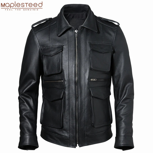 Men Genuine Leather Jacket 100% Real Cowhide Men's Leather Coat Male Natural Skin Clothing Autumn Asian Size S-5XL M608