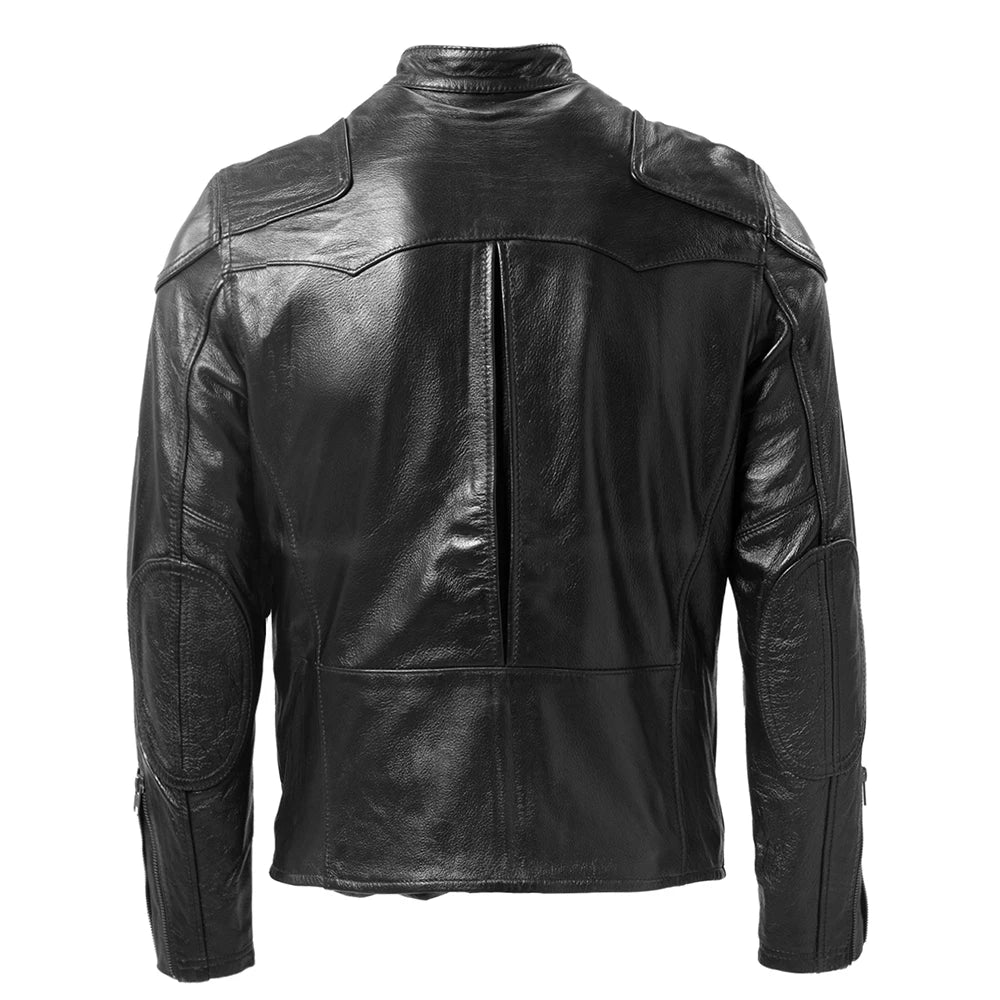 Men Genuine Leather Jacket Natural Cowhide Slim Fit Motorcycle Jacket Man Biker Coat Autumn Asian Size Free Shipping M271