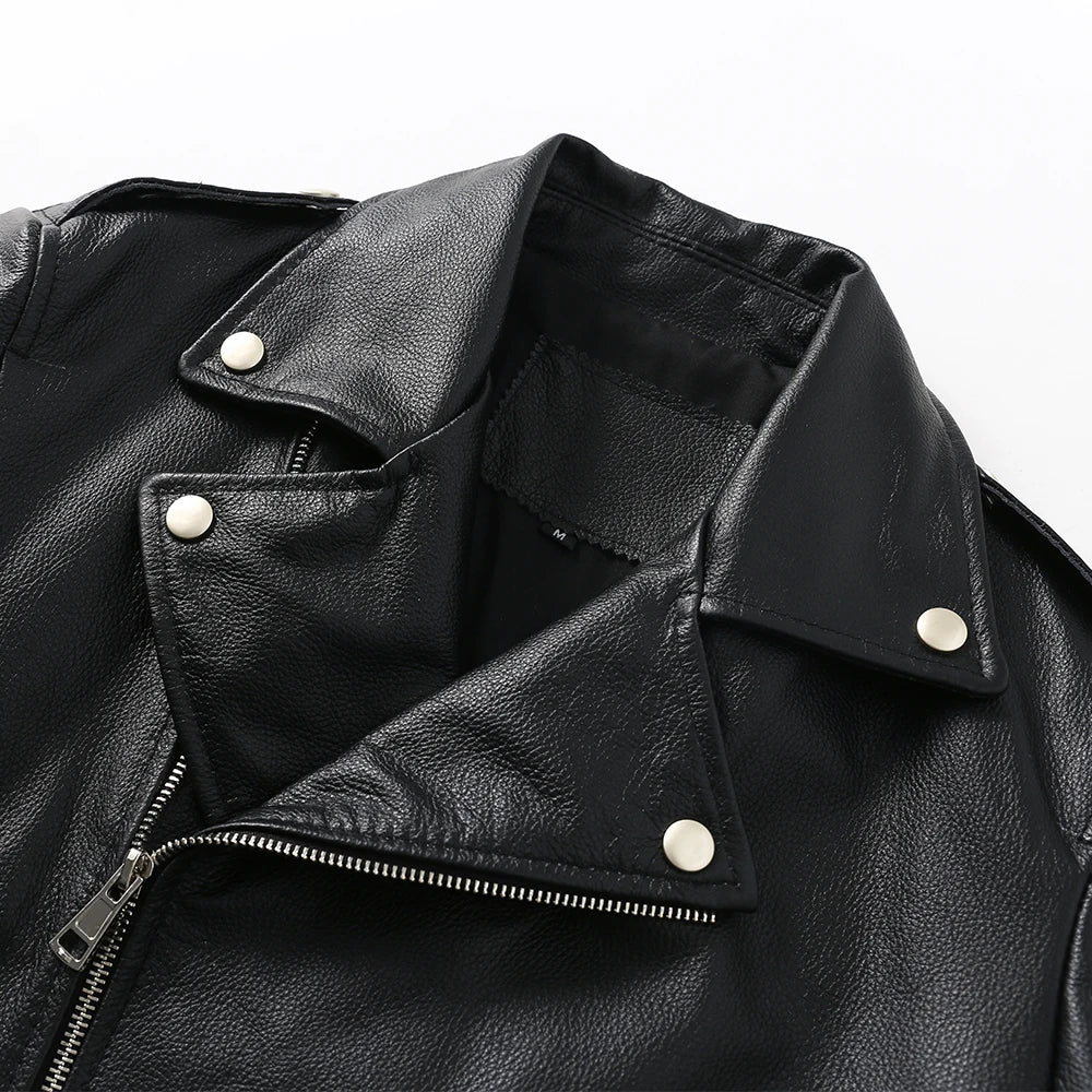 Classic Men Genuine Leather Jacket Thin 100% Real Cowhide Male Skin Coat Motorcycle Biker Clothing Spring Autumn Asian Size M611