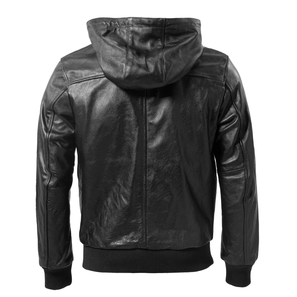 Men Leather Jacket Hooded Soft Natural Cowhide Genuine Leather Coat Hood Man Clothes Spring Autumn Clothing Free Shipping M618