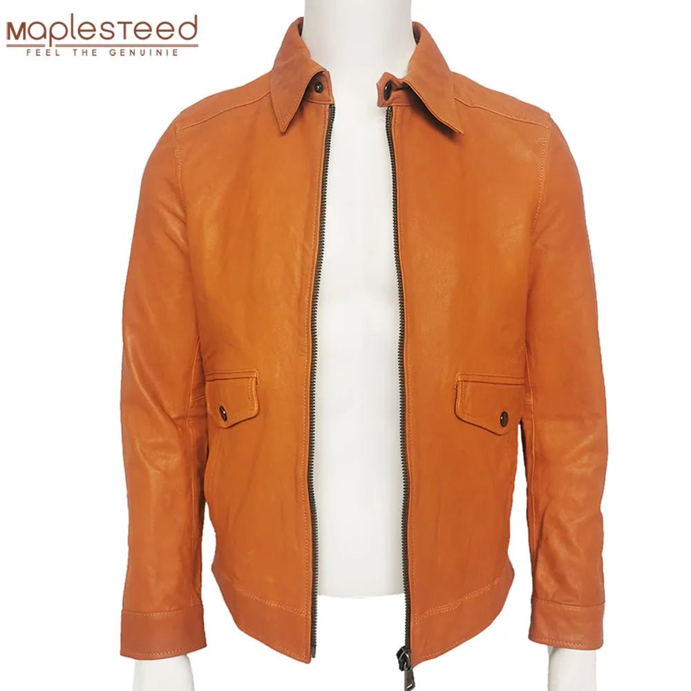 Super Quality 100% Tanned Sheepskin Men Leather Jacket Thin Soft Slim Fit Genuine Leather Jackets Men Coat Autumn Spring M504