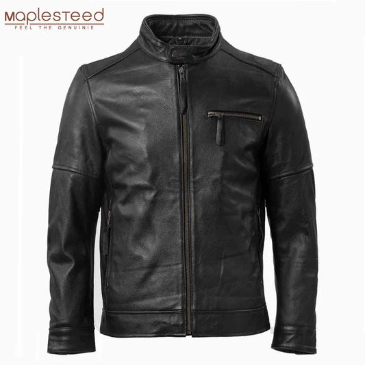 Men Leather Jacket Quilted 100% Natural Cowhide Slim Fit Male Skin Coat Man's Clothing Autumn Winter Clothing Asian Size M265