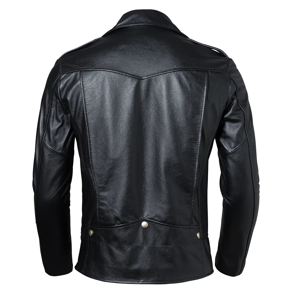 Classic Men Genuine Leather Jacket Thin 100% Real Cowhide Male Skin Coat Motorcycle Biker Clothing Spring Autumn Asian Size M611