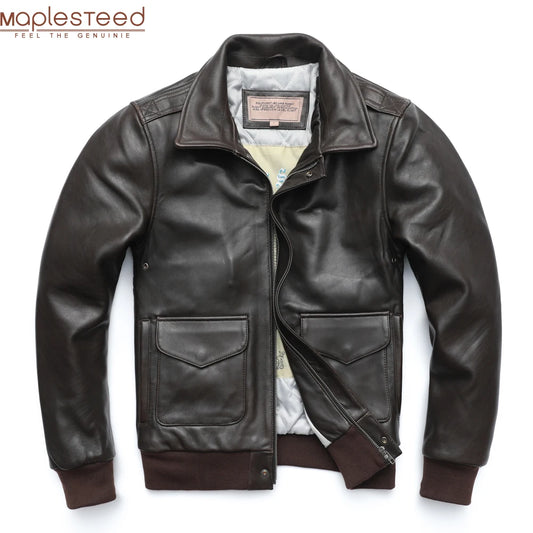 Flight A2 Men Leather Jacket Quilted 100% Soft Sheepskin Jacket Men Pilot Bomber Leather Coat Male Leather Clothing Winter M231