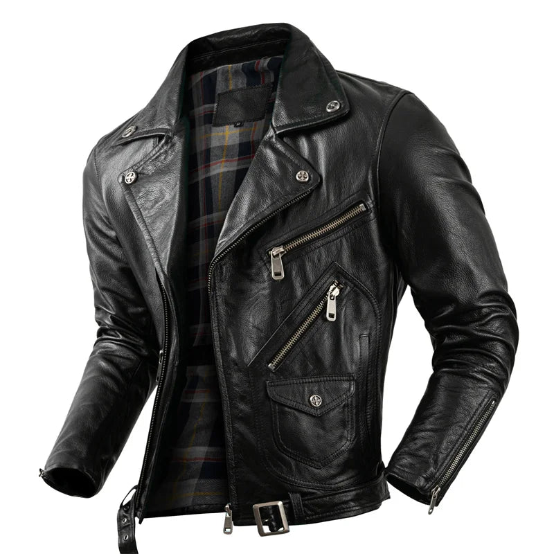 Motorcycle Clothing Mens Real Cowhide Leather Jacket Men's Riding Jacket Autumn Coats for Men Biker Jacket