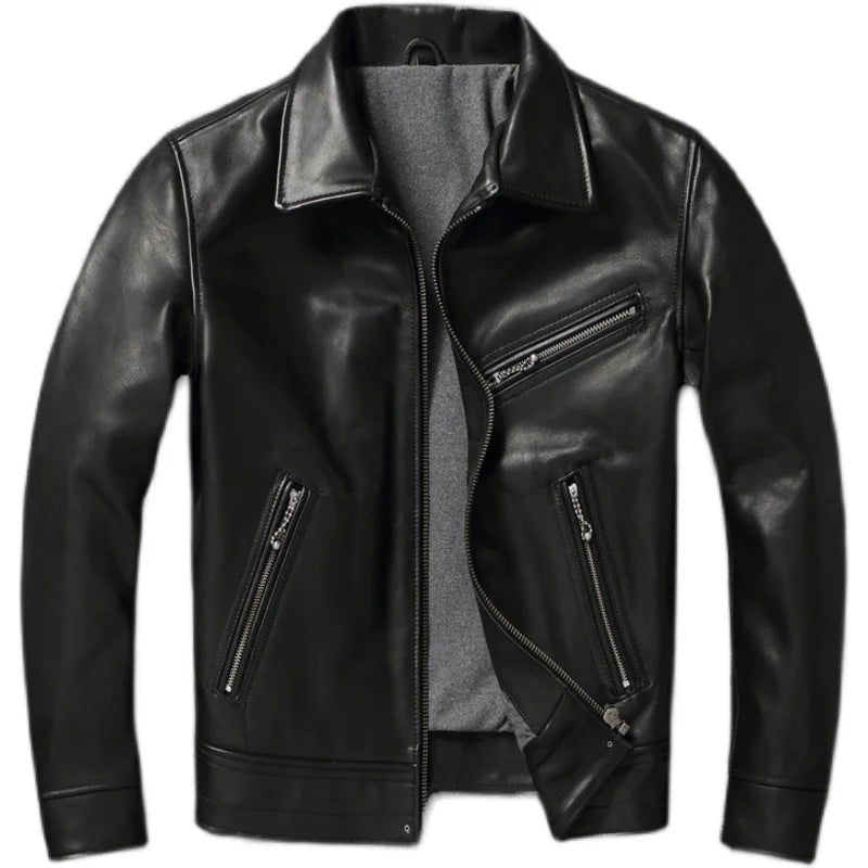 Motorcycle Jacket Mulholland Leather Jacket Men First Layer Cow Leather Coat Men Slim Biker Jacket Autumn Motor Rider Jacket