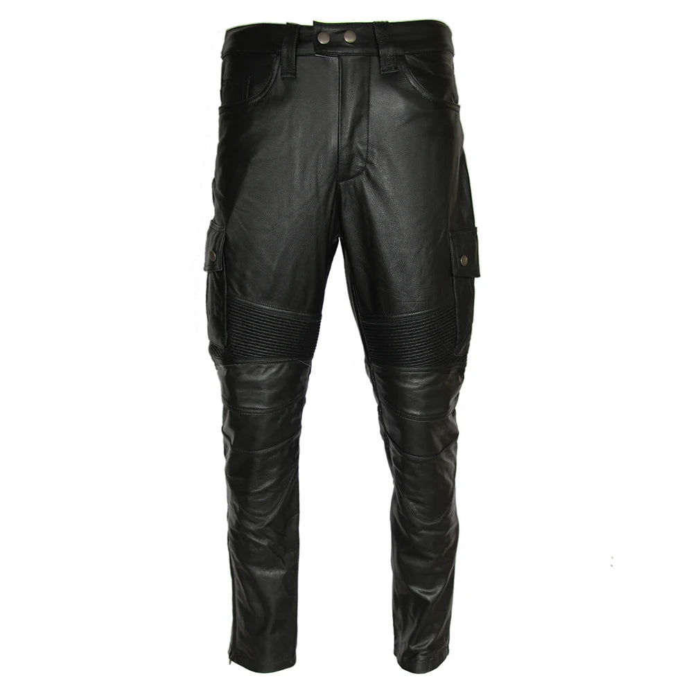 Motorcycle Leather Pants for Men Genuine Cowhide Protectives Motor Biker Leather Pant Protectors Pantalones Cuero Moto