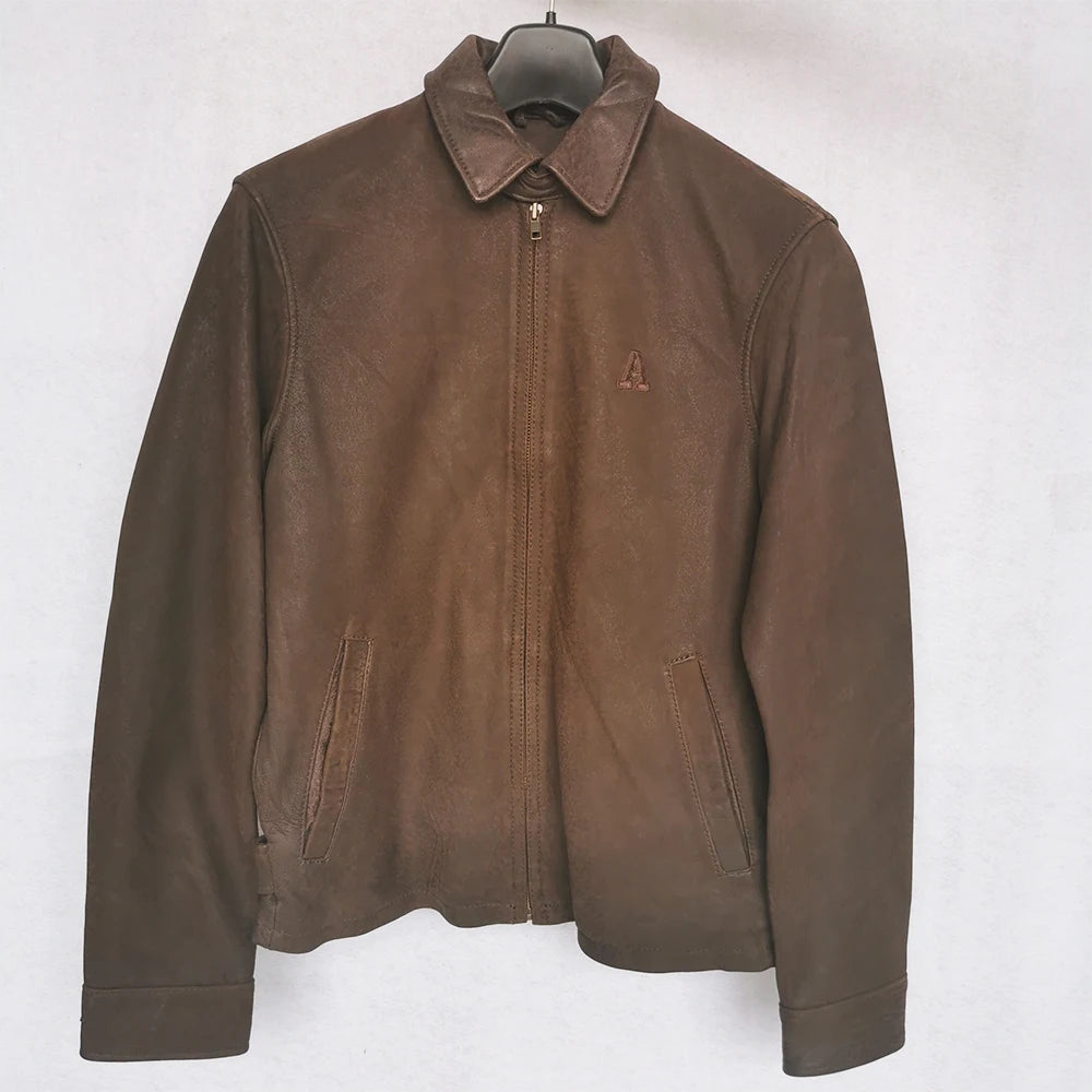 100% Natural Sheepskin Genuine Leather Jacket Casual Soft Thin Men Leather Jacket Blue Male Coat Spring Autumn M169