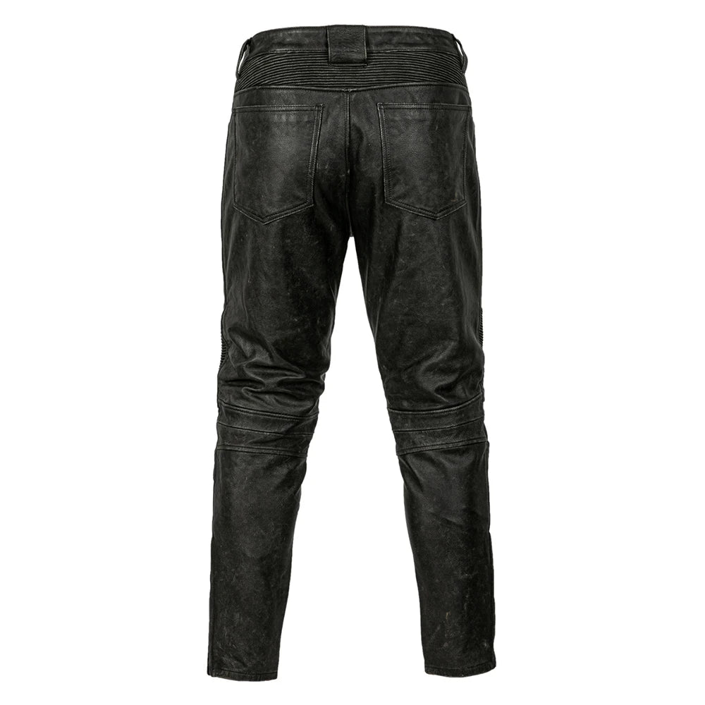 Vintage Motorcycle Leather Pant Men Genuine Cowhide LeatherTrousers Windproof Motor Riding Leather Pants Retro Autumn