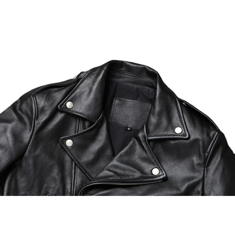 Mens Leather Jacket Soft Sheepskin Cow Leather Jacktes for Men Motorcycle Style Biker Coat Autumn Chaqueta De Cuero Para Hombre