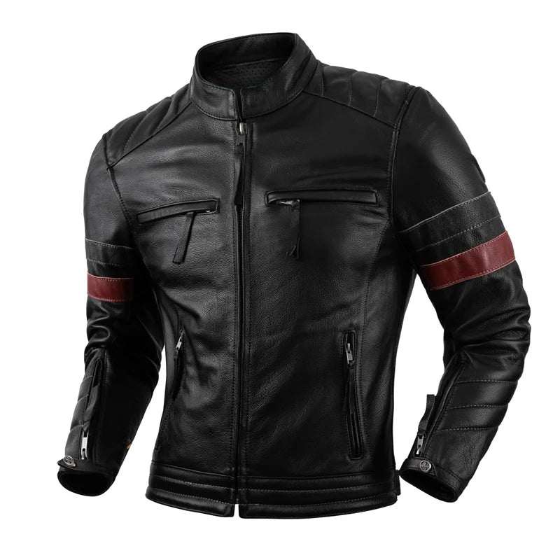 Protectors Motorcycle Jacket Cowhide Leather Jacket Men Natural Genuine Leather Clothes Biker Clothing Motor Riding Coat 3XL-5XL