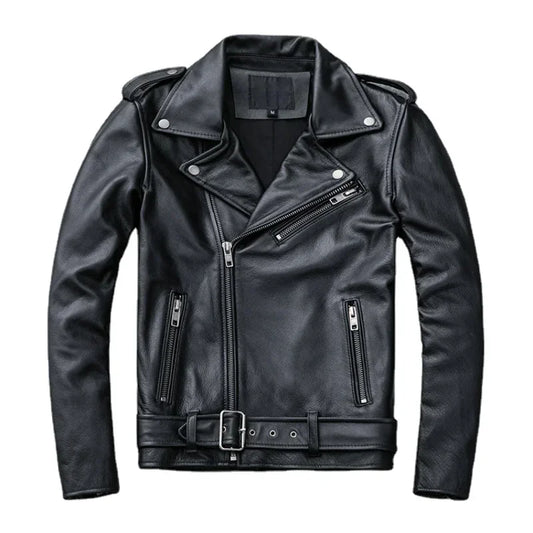 Classical Motorcycle Jackets Men Leather Jacket 100% Natural Cowhide Thick Moto Jacket Winter Biker Clothes Slim Coats M192