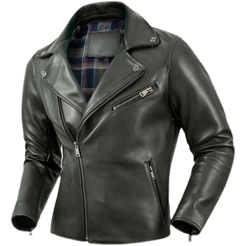 Motorcycle Jacket Thickened Real Cowhide Leather Jackets Men Clothes Motor Riding Clothing Autumn Biker Jacket Winter